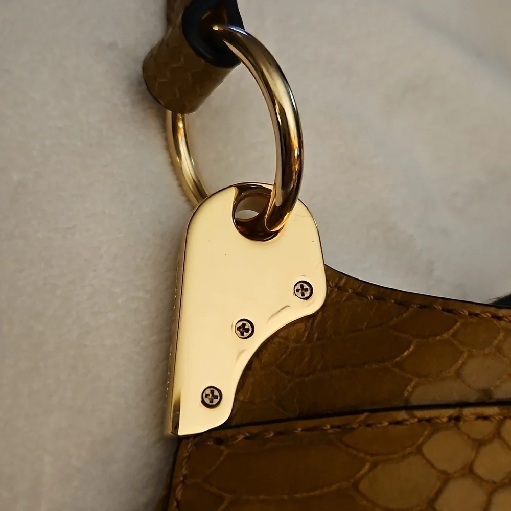 Vince Camuto Y2k Irine Dark Wheat Snakeskin Leather Mini Baguette Shoulder Bag - Picture 5 of 14